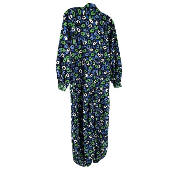 Diane Von Furstenberg Target Jumpsuit Nylon XXS Retro Funky Animal Print Blue - Picture 9 of 9